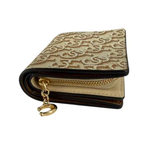 Coach Snap Wallet Signature Bifold Monogram Print‎ Khaki Chalk Neutral Designer thumbnail 8