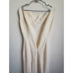 Muxxn White Dress Women Size Small Fit Flare Cream White Boat Neck Mermaid Prom thumbnail 14