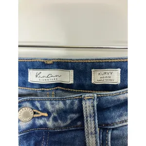 KanCan Kurvy Mid-Rise Ankle Skinny Jeans Womens 30 Blue Frayed Hem Distressed thumbnail 3