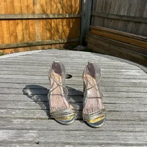 Fashion to Fiqure Belinda Gold Metallic Dress‎ heel sandals women 8 thumbnail 4