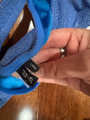 TRIANGL marina sparkle blue bikini top one shoulder size large thumbnail 2