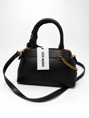 👜Steve Madden | Black Satchel with Red Plaid Scarf Accent👜 thumbnail 2
