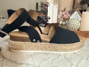 Soda Espadrille Flatform Sandals Black Nubuck thumbnail 10