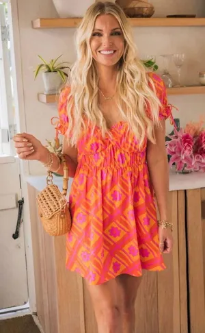 Show me Your Mumu x Barbie Mini dress Sz XS Hot pink /Orange thumbnail 1