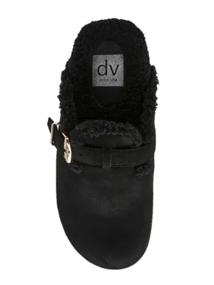 NEW DV Dolce Vita Faux Suede Clog Mule Gold Buckle Black Slide Slippers, Size 10 thumbnail 10