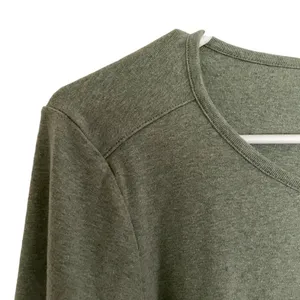 L.L.Bean vintage style cotton 3/4 sleeve crewneck top classic green knit‎ thumbnail 2