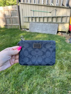 Navy coach wristlet spring, summer, wallet, purse, casual‎ little leather brown thumbnail 9