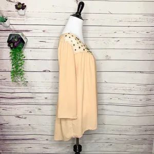 BKE Long Sleeve Beaded Trim High Low Tunic Top blouse Size Medium thumbnail 7