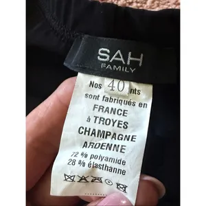 SAH Family Black Wide Leg Ankle Pants Size FR 40 Made in France Stretch Travel Y thumbnail 5