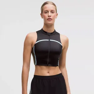 Lululemon Satin Shine Full Zip Tank Top Black Walnut Crunch Foam Cloud Large thumbnail 11