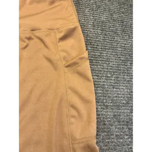 Womens Tan High Waisted Athletic Leggings‎ with Side Pockets Size Large Camel thumbnail 4