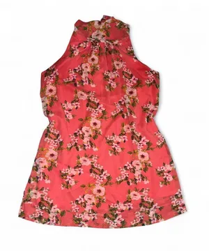 eva mendes for New York & Company Coral Pink Floral Halter Dress thumbnail 1