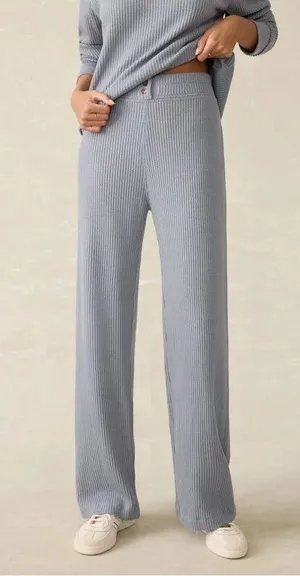 Faherty Legend Waffle Wide Leg Pant in Tradewinds Gray Size‎ Small thumbnail 1