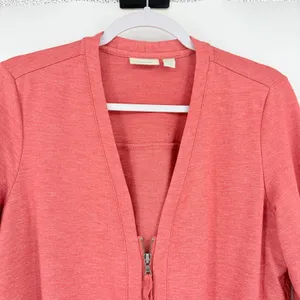 Logo Lounge Lace Back Zip Cardigan Sz M Terracotta Lagenlook Boho Artsy Layer thumbnail 4
