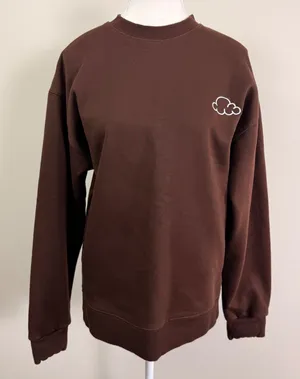 Cloud 9 Brown Embroidered Crewneck Sweatshirt Long Sleeve Fleece Pullover Small thumbnail 1