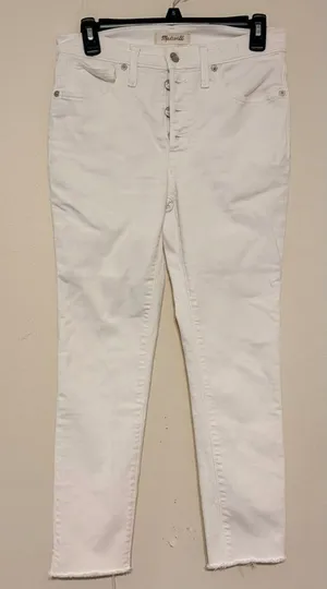 Madewell White Denim 9" Mid-Rise Skinny Capri Crop Jeans Button Fly 27 Waist thumbnail 1