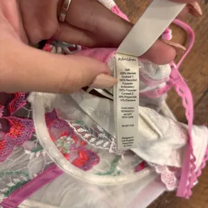 For Love & Lemons Festival Lingerie Floral Mini Slip Dress Sz Large Satin Ivory thumbnail 6