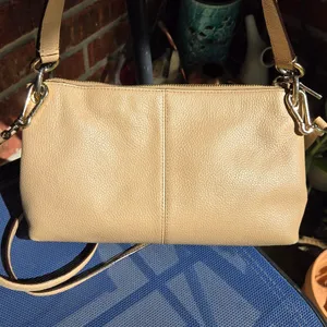 Coach Charley Embossed Horse and Carriage Pebbled Leather Crossbody TAN thumbnail 4