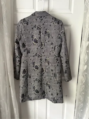 Calvin Klein double-breasted long blazer trench jacket floral print women sz 4 p thumbnail 8