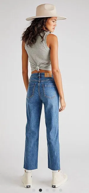 Free People Medium Wash Mom Jeans thumbnail 2