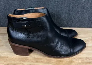 Madewell Black Leather Cap Toe Ankle Boots Side Buckle B8034 Size 11 thumbnail 1
