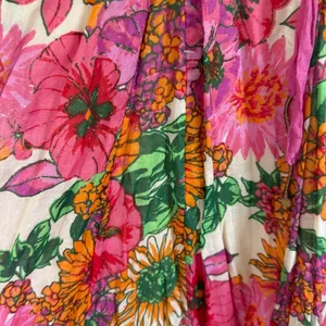 Free People Pink Floral Lace Up Empire Waist Dream Weaver Maxi Dress Sz Med thumbnail 8