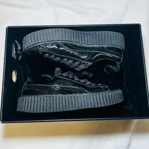 PUMA X Fenty Rihanna Creeper Wrinkled Patent Womens Trainers Black - Size: 6 thumbnail 6