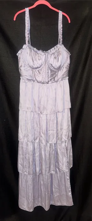 Astr Lavender Tiered Satin Maxi Dress thumbnail 1