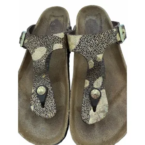 Birkenstock Gizeh Metallic Gold Splatter Leather Thong Sandals Brown EU 37 US 6 thumbnail 3