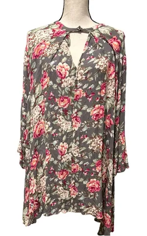 UMGEE Boho TUNIC BLOUSE Womens 6 for $36 Large 3/4‎ Sleeves Gray/Pink/White thumbnail 1