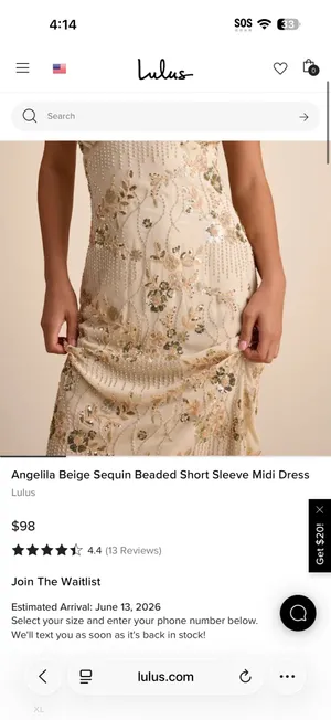 LULUS XS Ivory Puff Short Sleeve V Neck Floral Embroidered Midi Dress Back Slit thumbnail 4