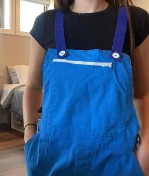 AMAZING French workwear blue overalls with white plastic detailing 🦋 thumbnail 3
