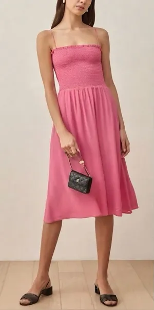 Reformation Rudy Midi Dress in Snapdragon Pink Small thumbnail 1