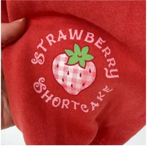Strawberry Shortcake Hoodie Women XL Red Retro 80s Kidcore Gingham Loungewear thumbnail 2