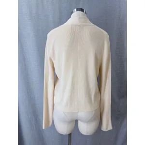 Elie‎ Tahari Merino Wool Cardigan Cream Open Front Hook Closure XL thumbnail 3