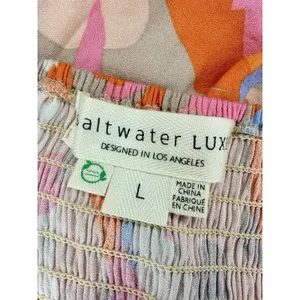 Saltwater Luxe Summer Mini Dress Multicolor Key Hole Tie Front Size L Large EUC! thumbnail 4