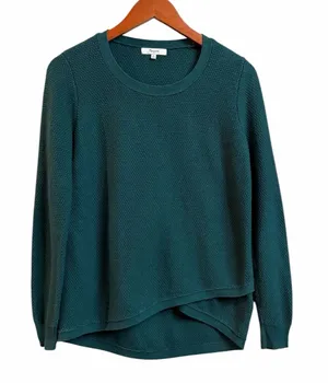 Madewell Teal Textured Knit Crossover Hem Sweater S thumbnail 1