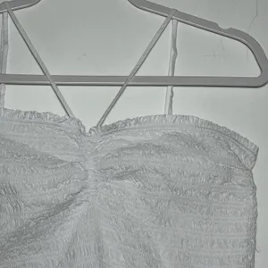 Madewell Smocked Ruched Crop Tank‎ Top White XL thumbnail 9