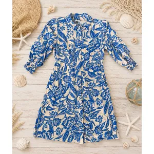 Cabi Athena Dress Blue Floral Coastal‎ Grandmillennial Topper Shirtdress XS thumbnail 2
