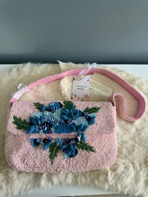 India Hydrangea Pink Beaded Bag thumbnail 9