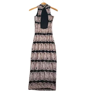 Privy Size S High Neck Lace Bodycon Maxi Dress Black Gold Special‎ Occasion NYE thumbnail 7