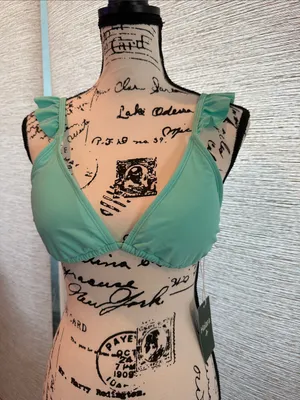 HALARA Mint Green Ruffle Tie-Back Triangle Strap Bikini Top thumbnail 2