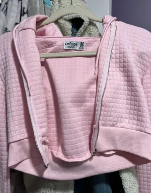 Pink Cropped zip up Size M thumbnail 1