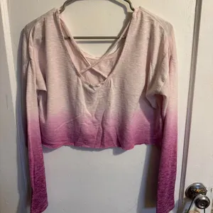 Arizona Jeans Ombre Pink Crop Long Sleeve Top Womens Size Medium thumbnail 5