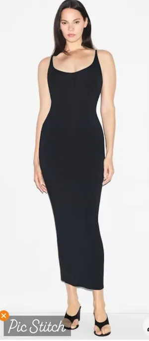 Skims Smooth Lounge Skimpy Scoop Neck Dress Obsidian thumbnail 1