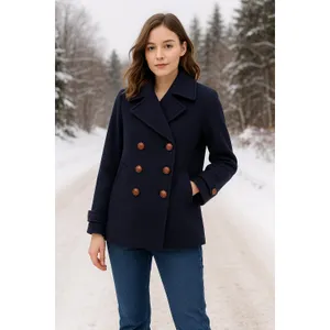 & Other Stories Manteco Wool Double Breasted Peacoat Navy Size 6 thumbnail 10