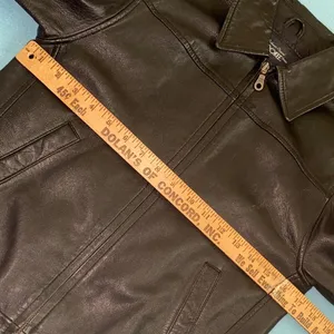 CHEROKEE leather zip up long sleeve 2 pockets derby jacket coat black size M thumbnail 8