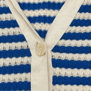 MNG Mango Blue/ Cream Stripe Jersey Sweater Midi Dress Sz US 10 Short Sleeve thumbnail 5