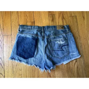 American Eagle Size 4 Hi Rise‎ Festival Shorts Denim Jean Cutoffs thumbnail 2