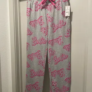 NWT Grey & Pink Barbie Logo Graphic Printed PJ Pajama Bottoms Lounge Pants - S thumbnail 2